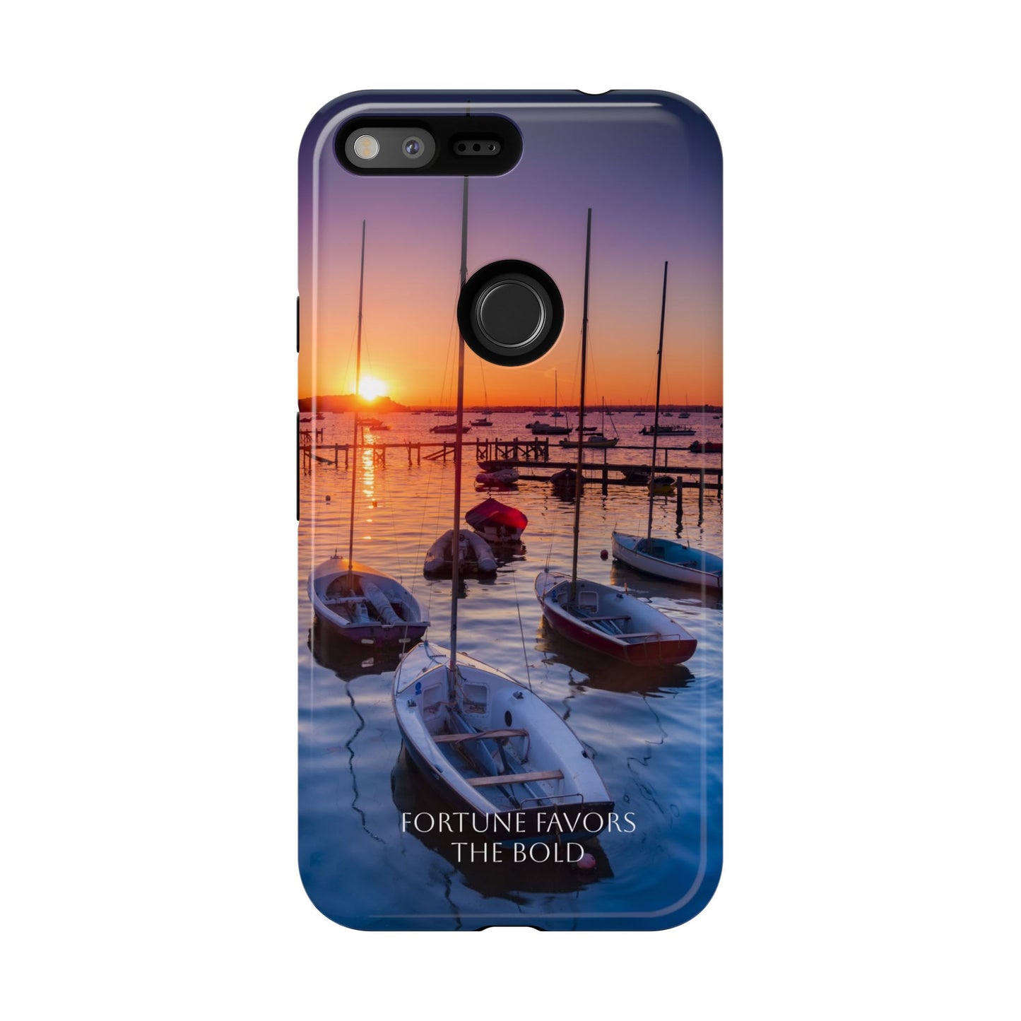 Fortune Favors the Bold: Sunset Sail Phone Case for iPhone, Samsung Galaxy and Google Pixel devices