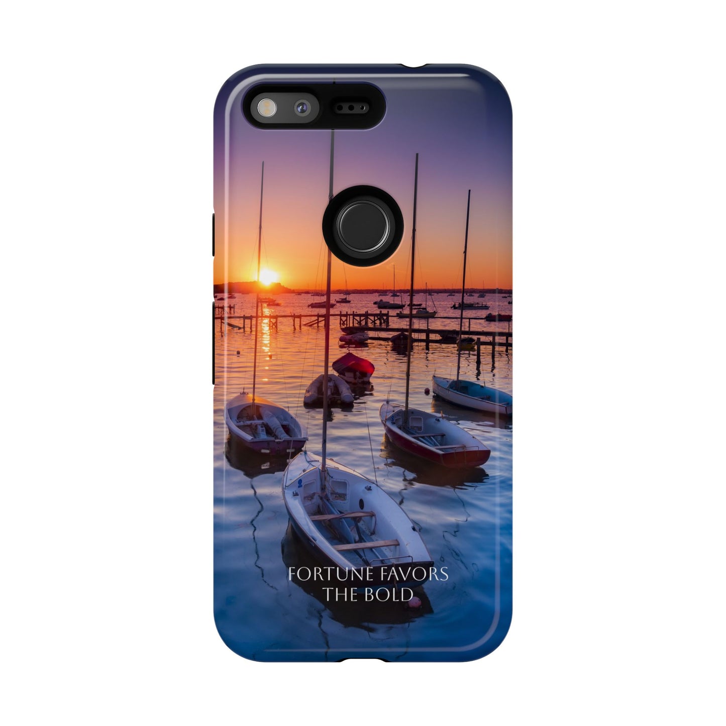 Fortune Favors the Bold: Sunset Sail Phone Case for iPhone, Samsung Galaxy and Google Pixel devices