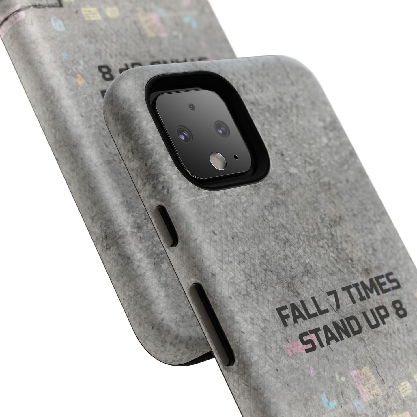 Fall 7 Times, Stand Up 8: motiverende case voor iPhone-, Galaxy- en Pixel-telefoons