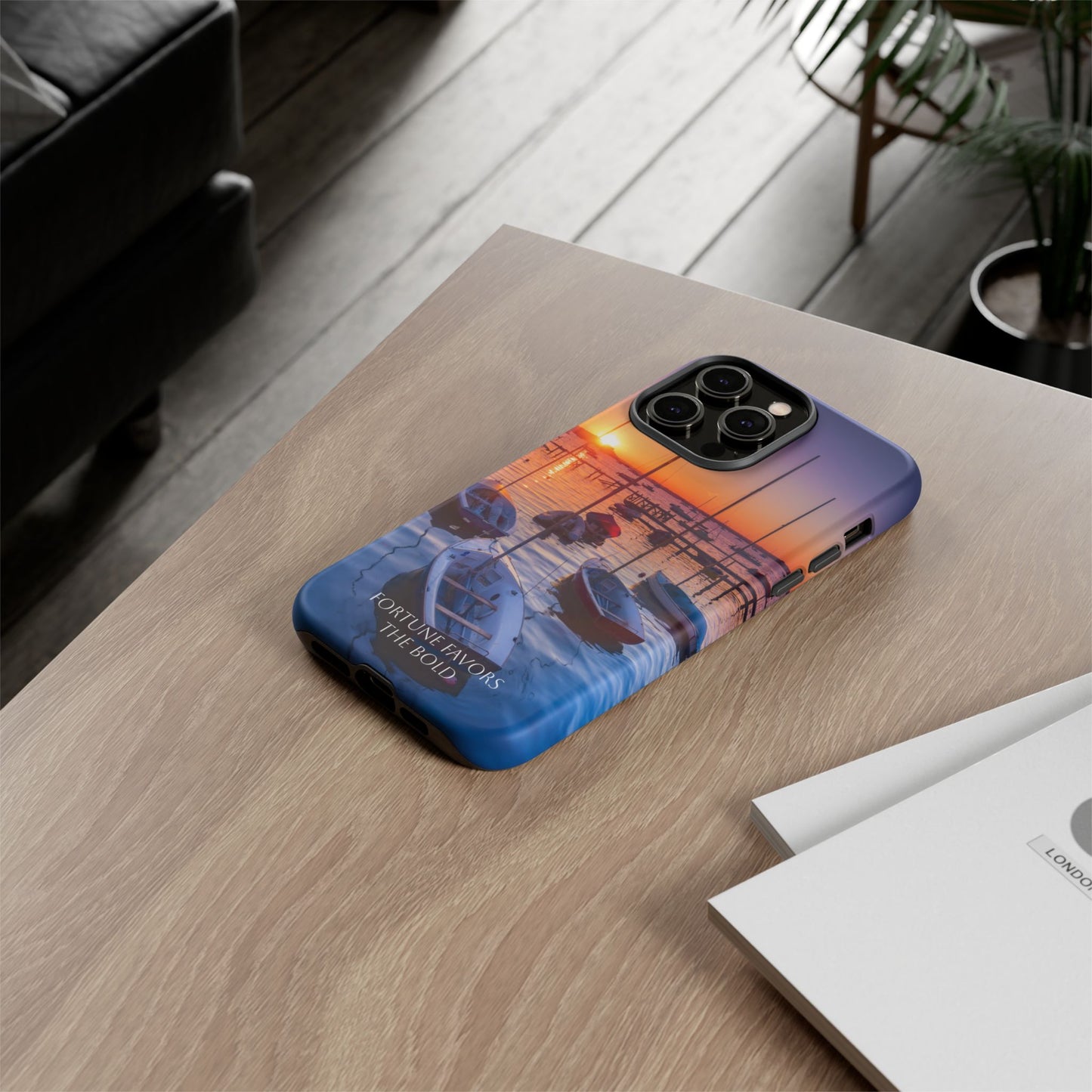 Fortune Favors the Bold: Sunset Sail Phone Case for iPhone, Samsung Galaxy and Google Pixel devices