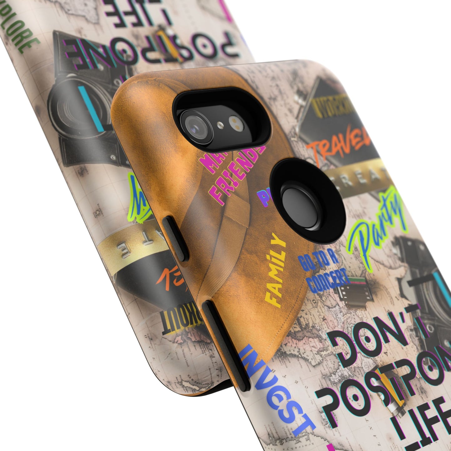 Don't Postpone Life: Motivational phone case for iPhone, Samsung Galaxy and Google Pixel devices