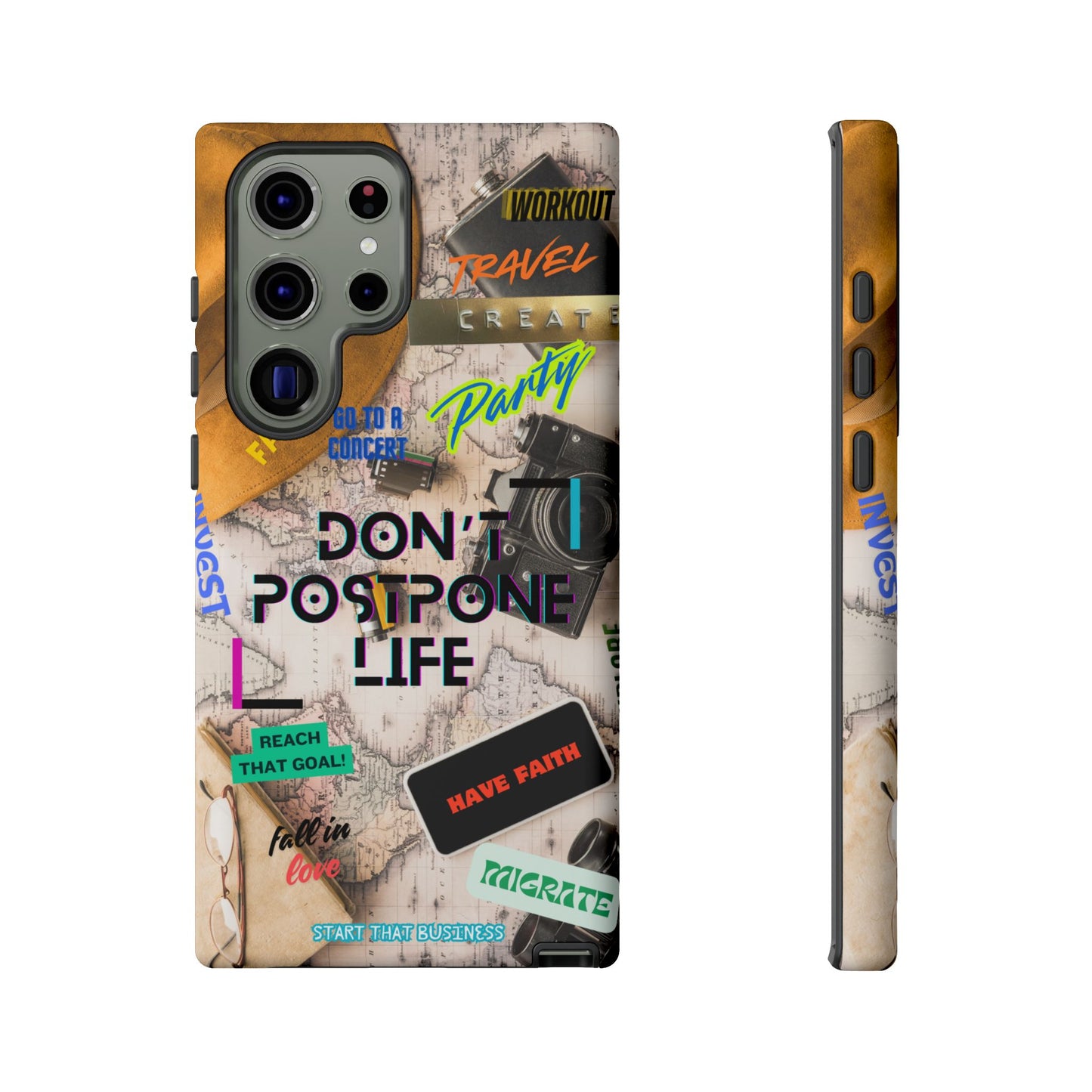 Don't Postpone Life: Motivational phone case for iPhone, Samsung Galaxy and Google Pixel devices