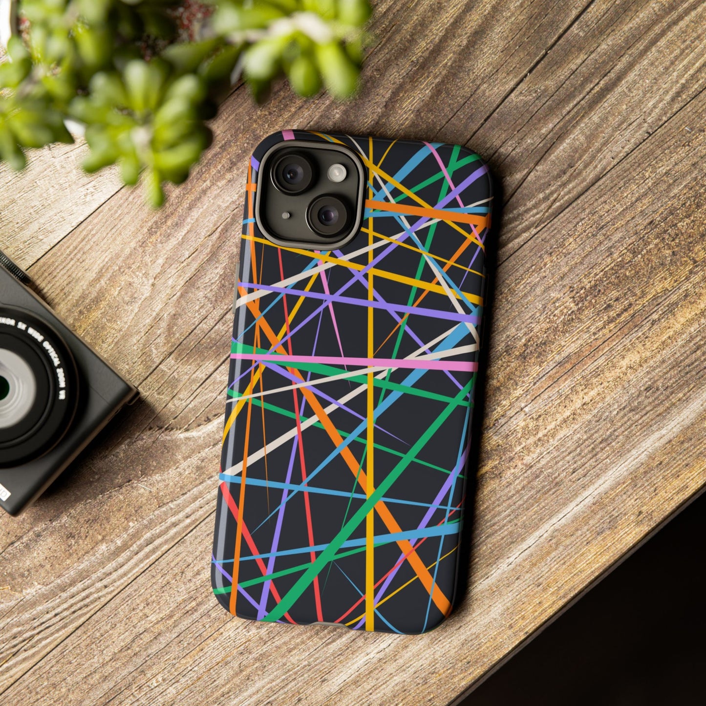 Spectrum Grid: Abstract, Intersecting Line Patterns Phone Case for iPhone, Samsung and Google Pixel devices