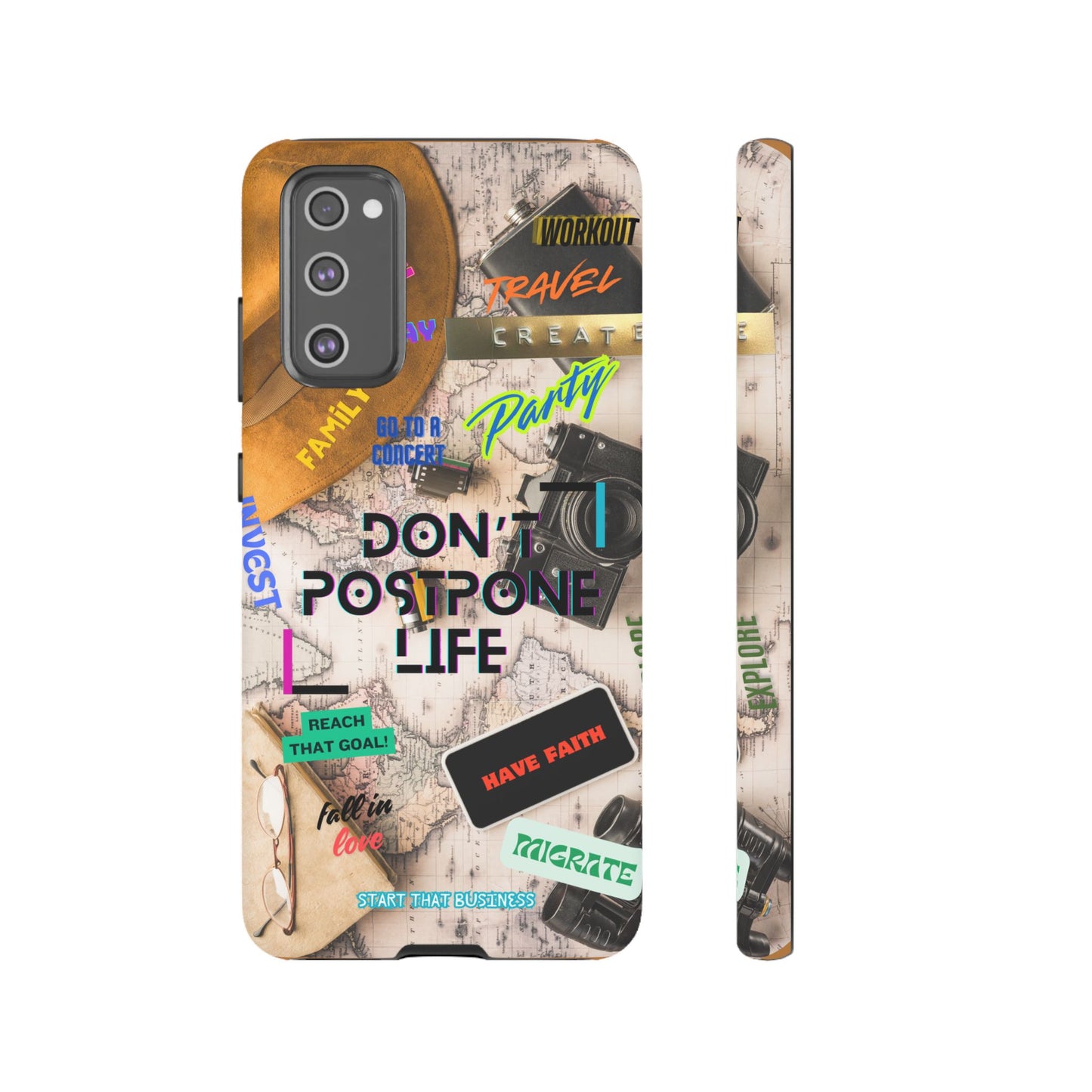 Don't Postpone Life: Motivational phone case for iPhone, Samsung Galaxy and Google Pixel devices