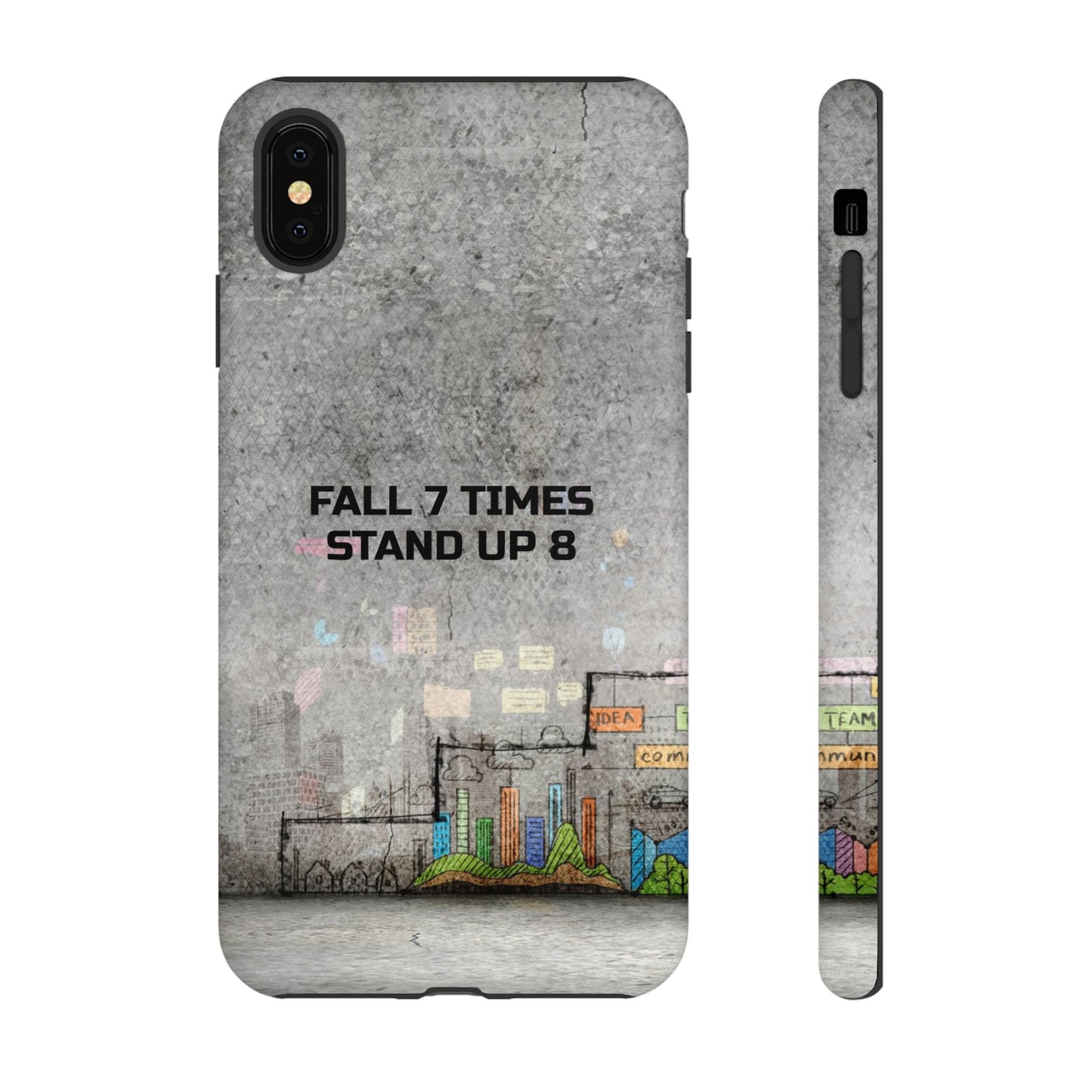 Fall 7 Times, Stand Up 8: motiverende case voor iPhone-, Galaxy- en Pixel-telefoons