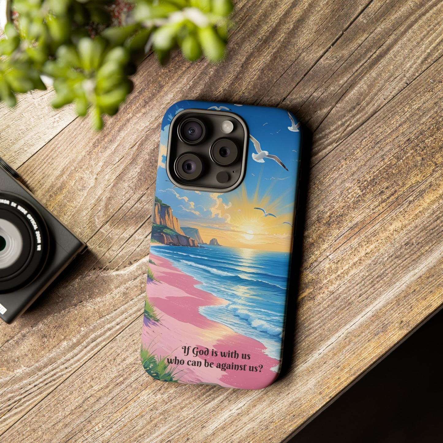 "If God is with us, who can be against us?": Inspiring phone case for iPhone, Samsung Galaxy and Google Pixel devices