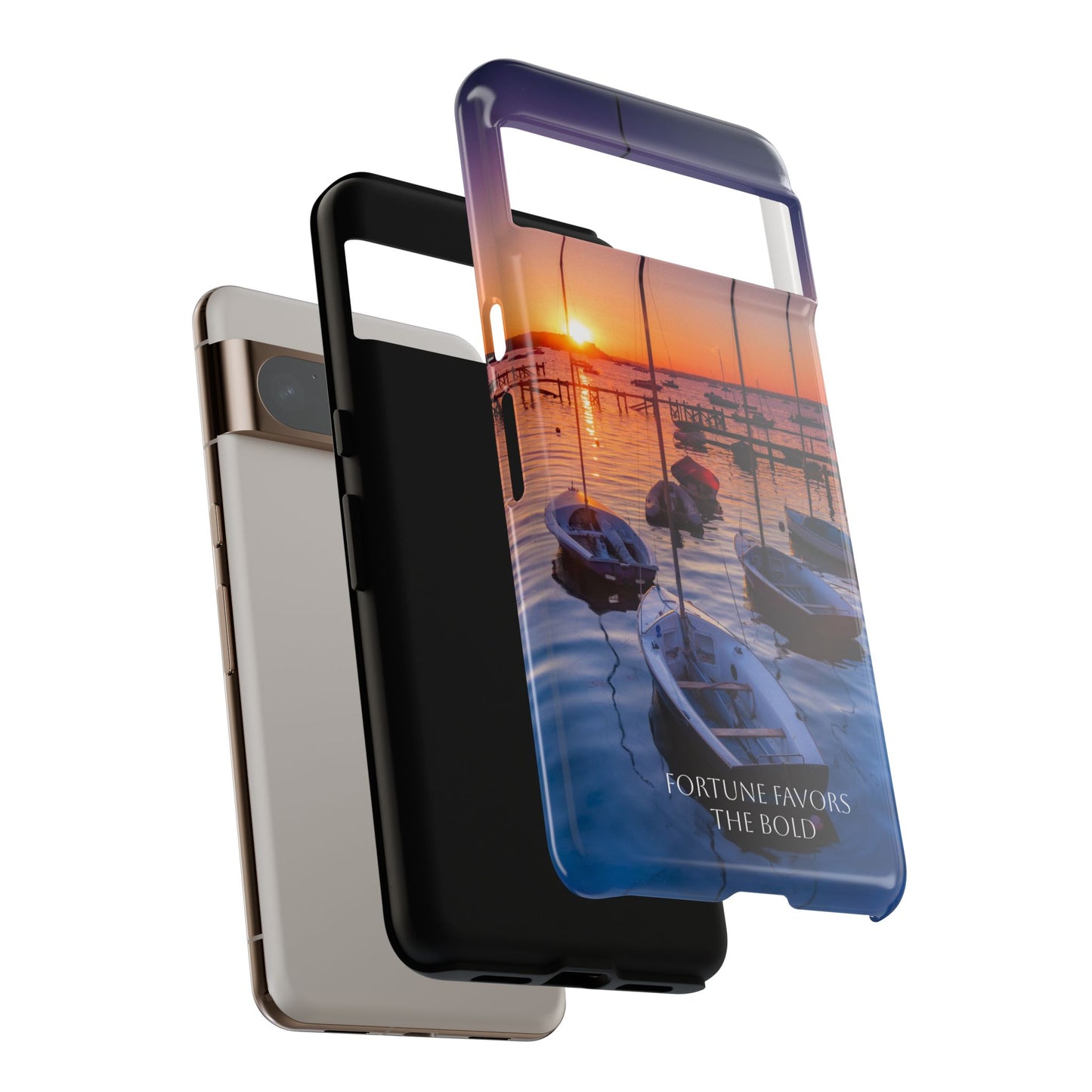Fortune Favors the Bold: Sunset Sail Phone Case for iPhone, Samsung Galaxy and Google Pixel devices