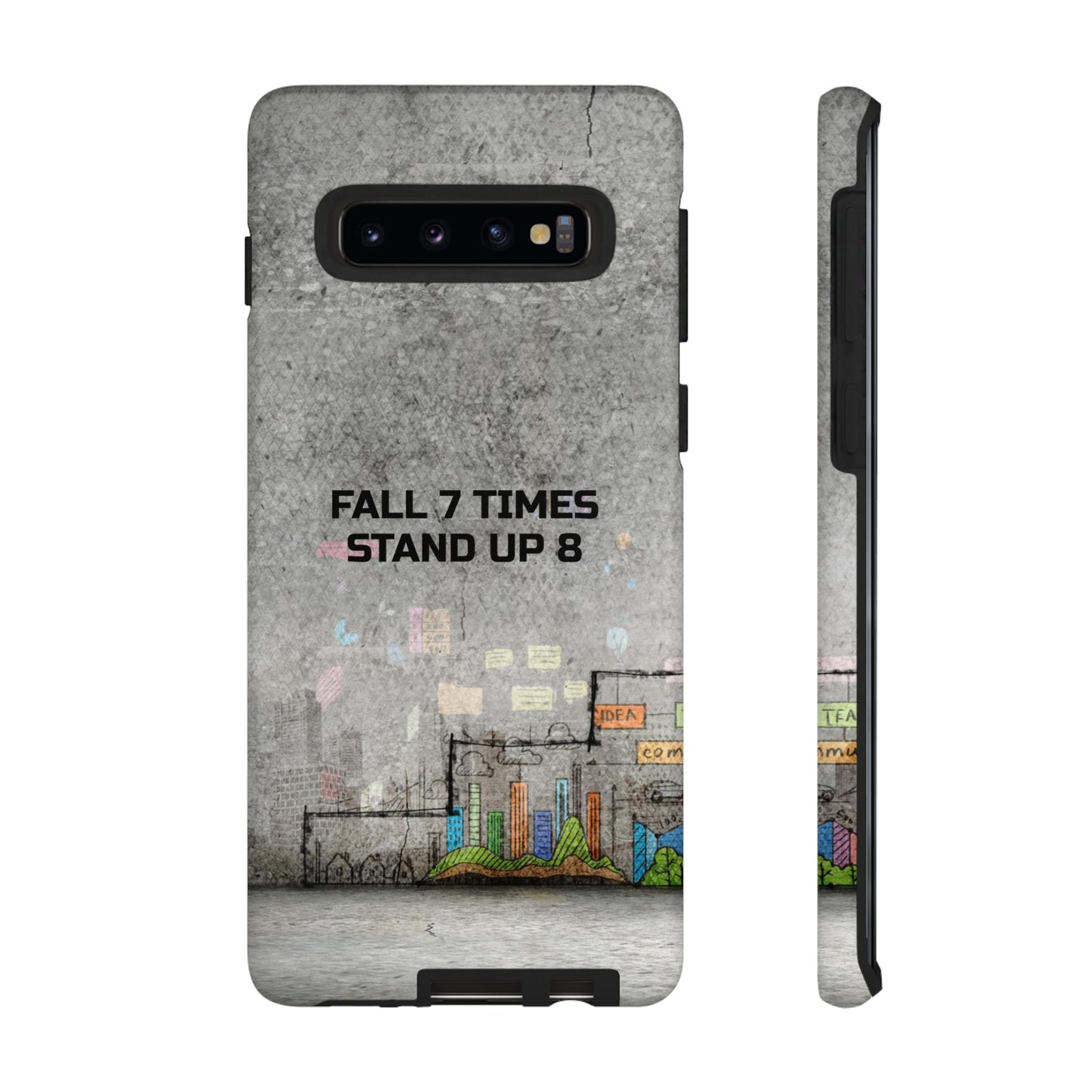 Fall 7 Times, Stand Up 8: motiverende case voor iPhone-, Galaxy- en Pixel-telefoons