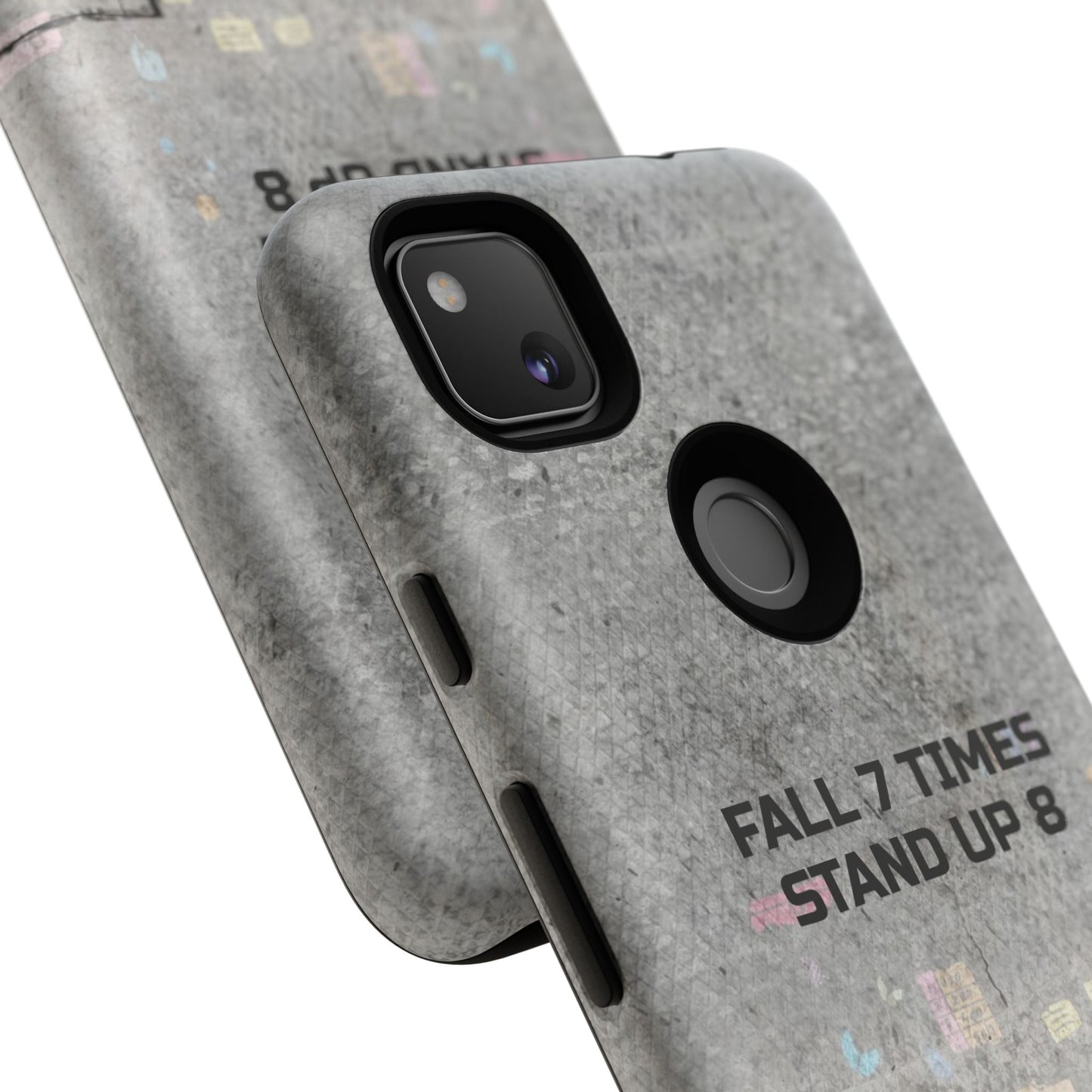 Fall 7 Times, Stand Up 8: motiverende case voor iPhone-, Galaxy- en Pixel-telefoons