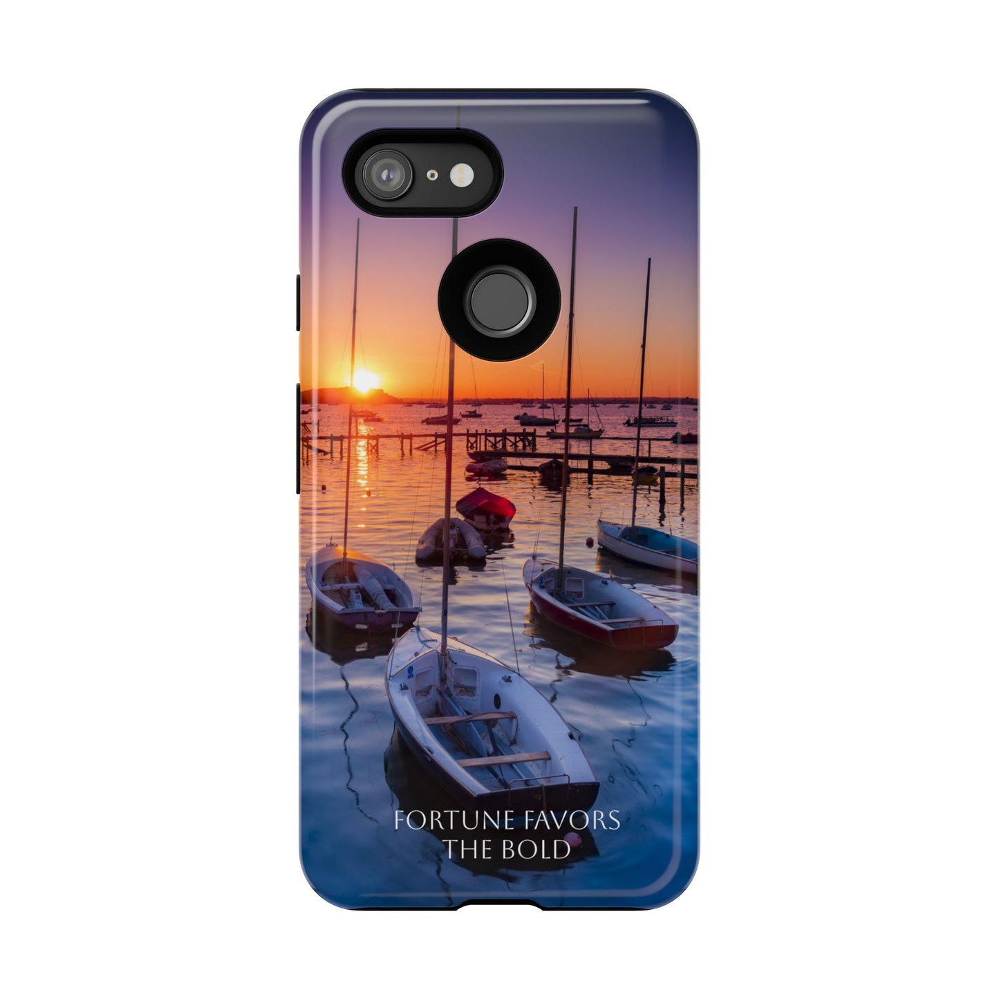 Fortune Favors the Bold: Sunset Sail Phone Case for iPhone, Samsung Galaxy and Google Pixel devices