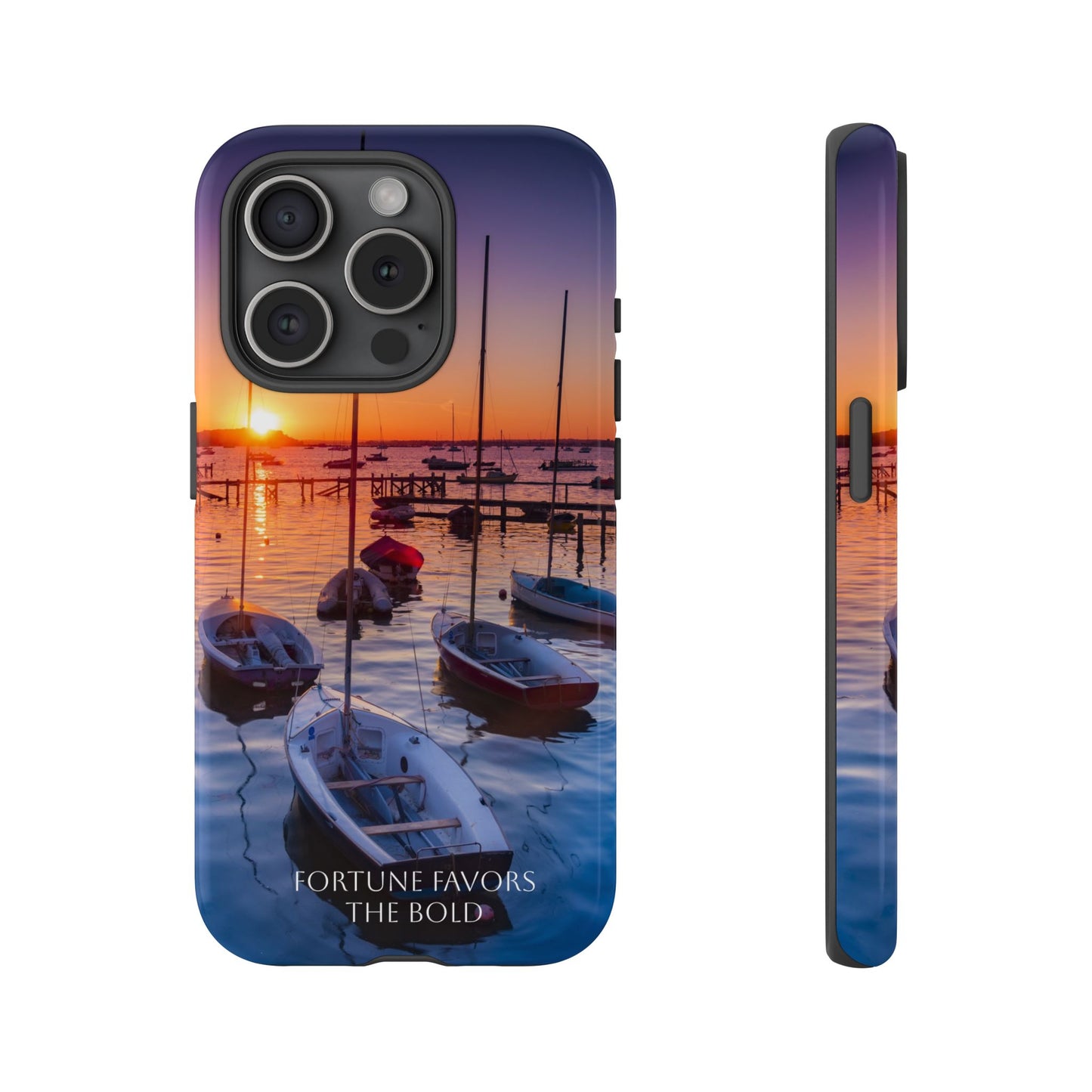 Fortune Favors the Bold: Sunset Sail Phone Case for iPhone, Samsung Galaxy and Google Pixel devices