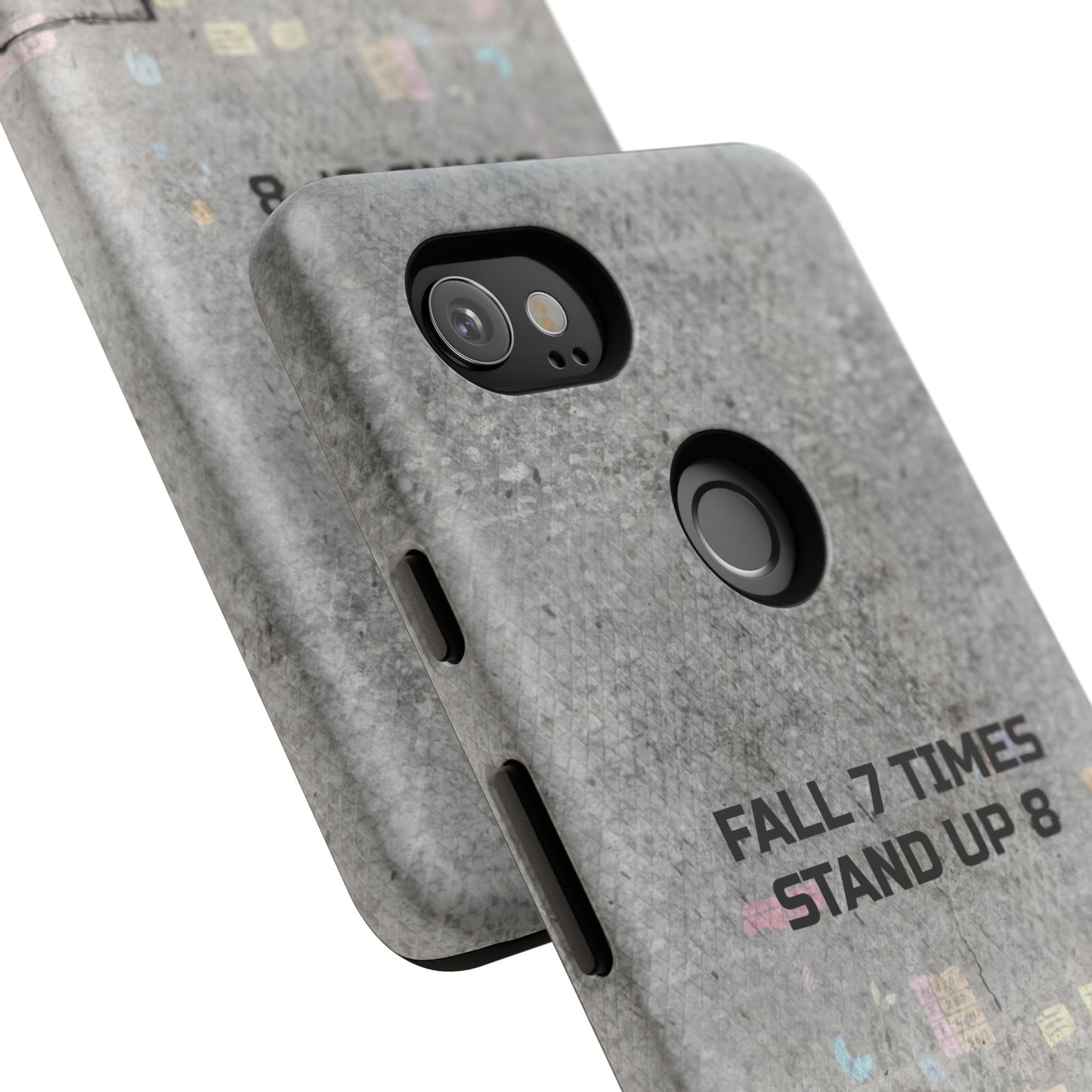 Fall 7 Times, Stand Up 8: motiverende case voor iPhone-, Galaxy- en Pixel-telefoons