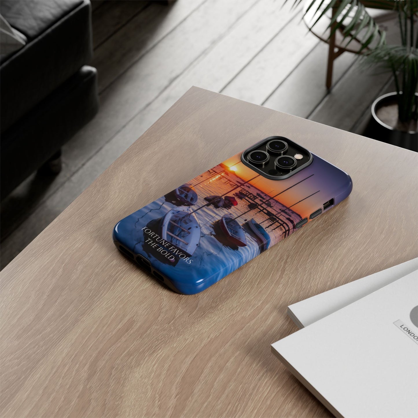 Fortune Favors the Bold: Sunset Sail Phone Case for iPhone, Samsung Galaxy and Google Pixel devices