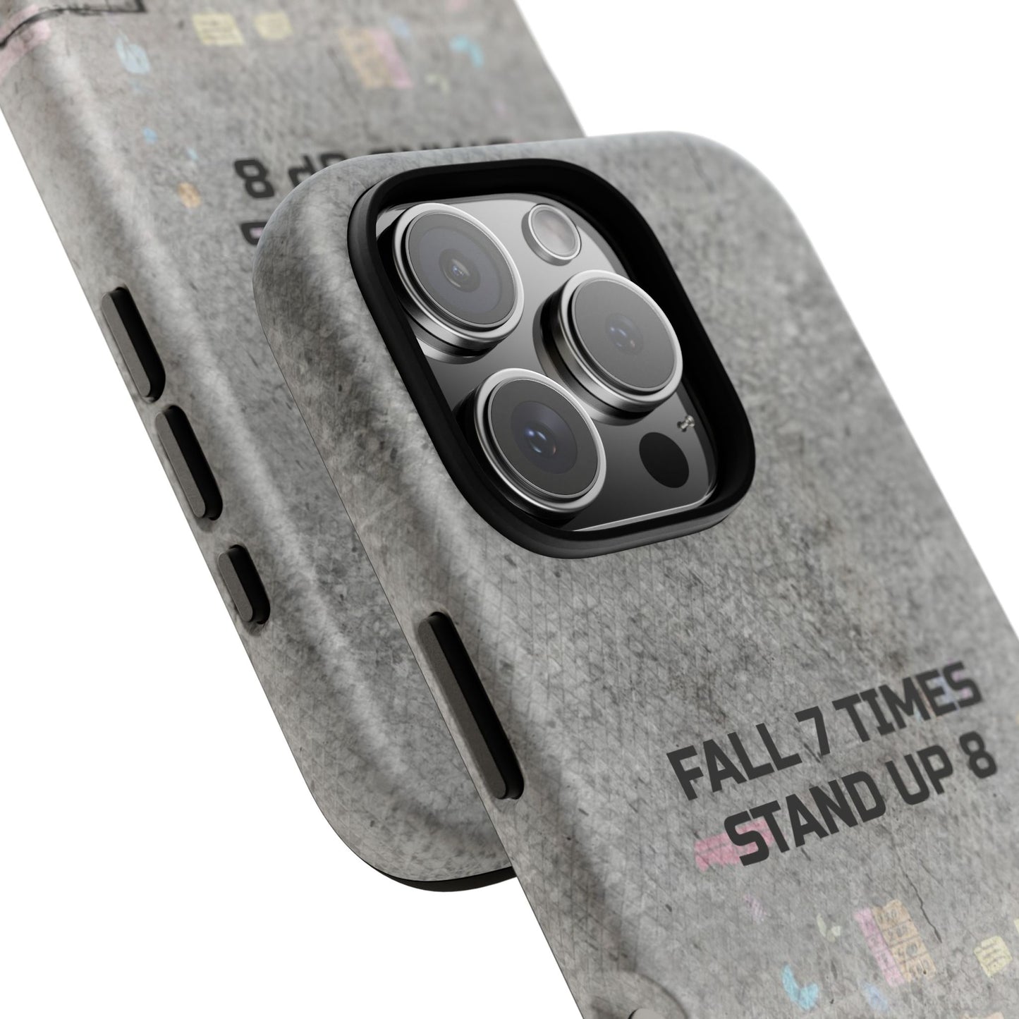 Fall 7 Times, Stand Up 8: motiverende case voor iPhone-, Galaxy- en Pixel-telefoons