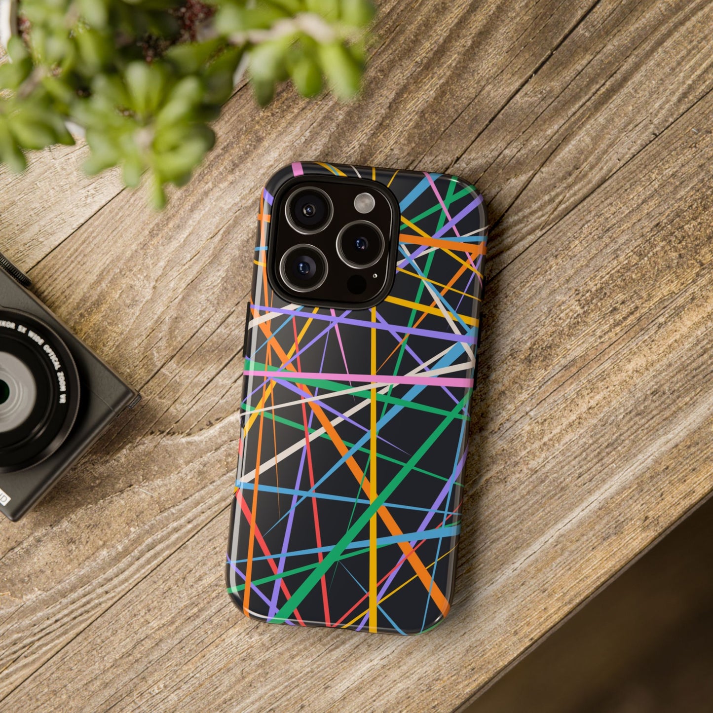 Spectrum Grid: Abstract, Intersecting Line Patterns Phone Case for iPhone, Samsung and Google Pixel devices