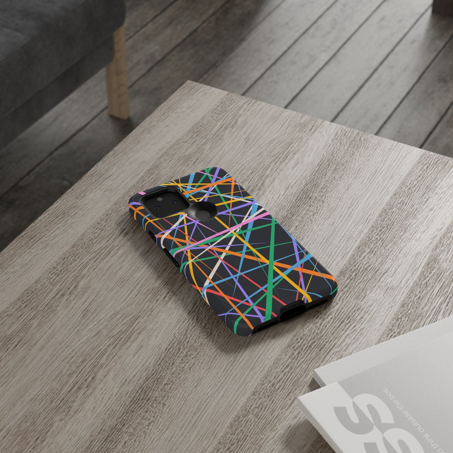 Spectrum Grid: Abstract, Intersecting Line Patterns Phone Case for iPhone, Samsung and Google Pixel devices