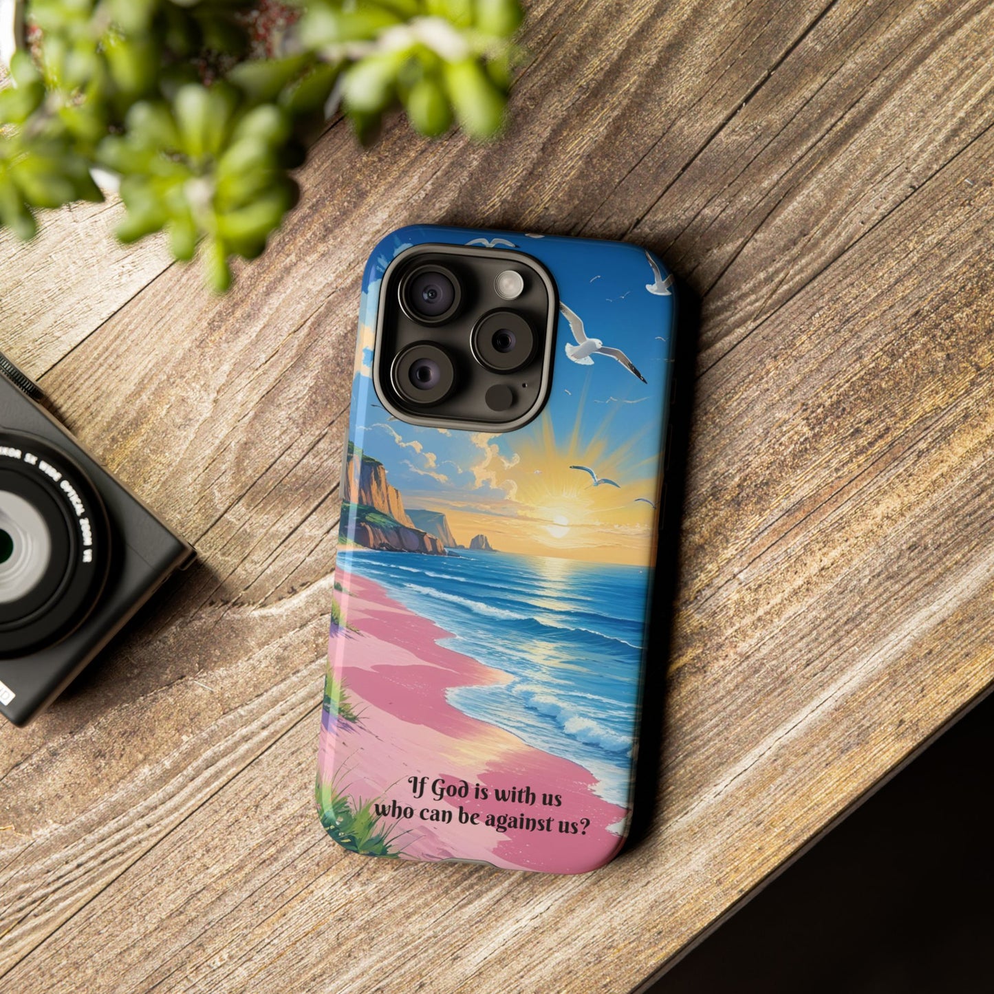 "If God is with us, who can be against us?": Inspiring phone case for iPhone, Samsung Galaxy and Google Pixel devices