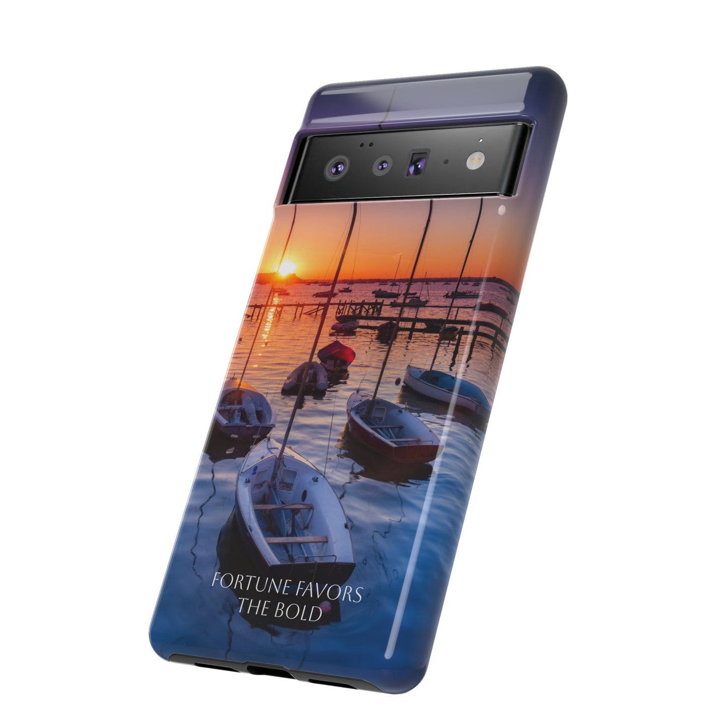 Fortune Favors the Bold: Sunset Sail Phone Case for iPhone, Samsung Galaxy and Google Pixel devices