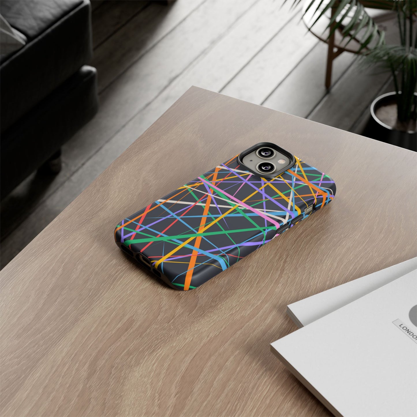 Spectrum Grid: Abstract, Intersecting Line Patterns Phone Case for iPhone, Samsung and Google Pixel devices