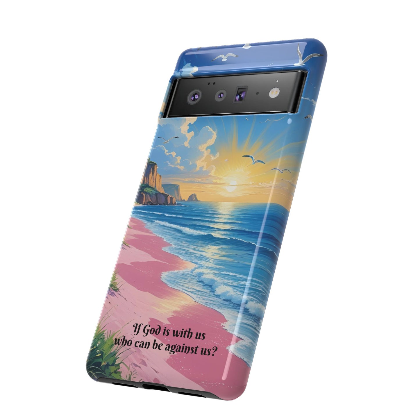 "If God is with us, who can be against us?": Inspiring phone case for iPhone, Samsung Galaxy and Google Pixel devices