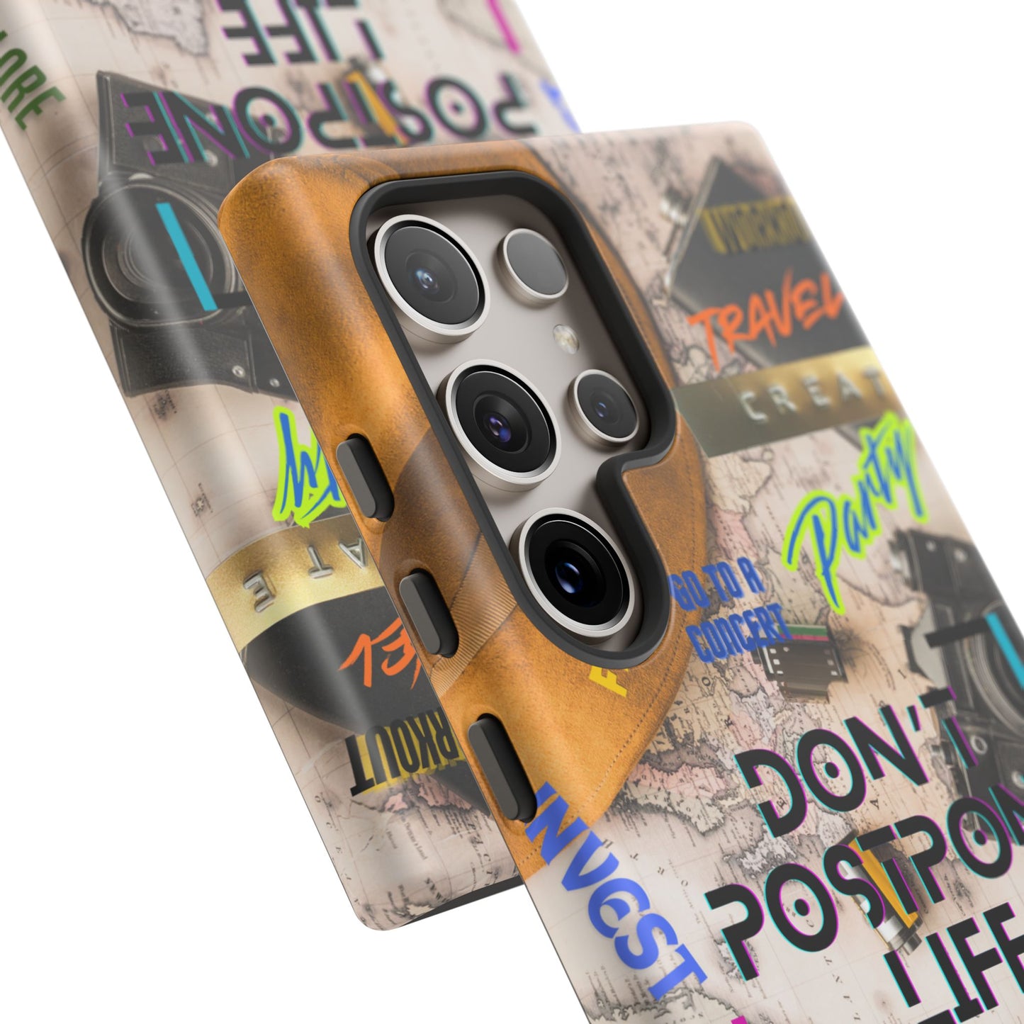 Don't Postpone Life: Motivational phone case for iPhone, Samsung Galaxy and Google Pixel devices