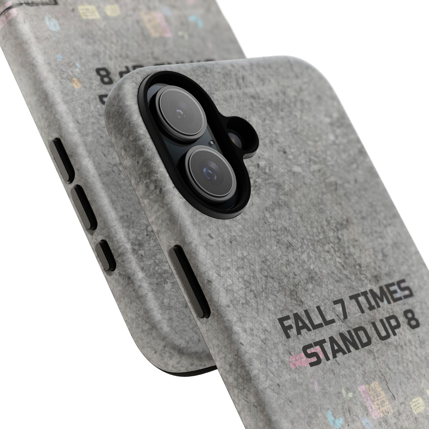 Fall 7 Times, Stand Up 8: motiverende case voor iPhone-, Galaxy- en Pixel-telefoons