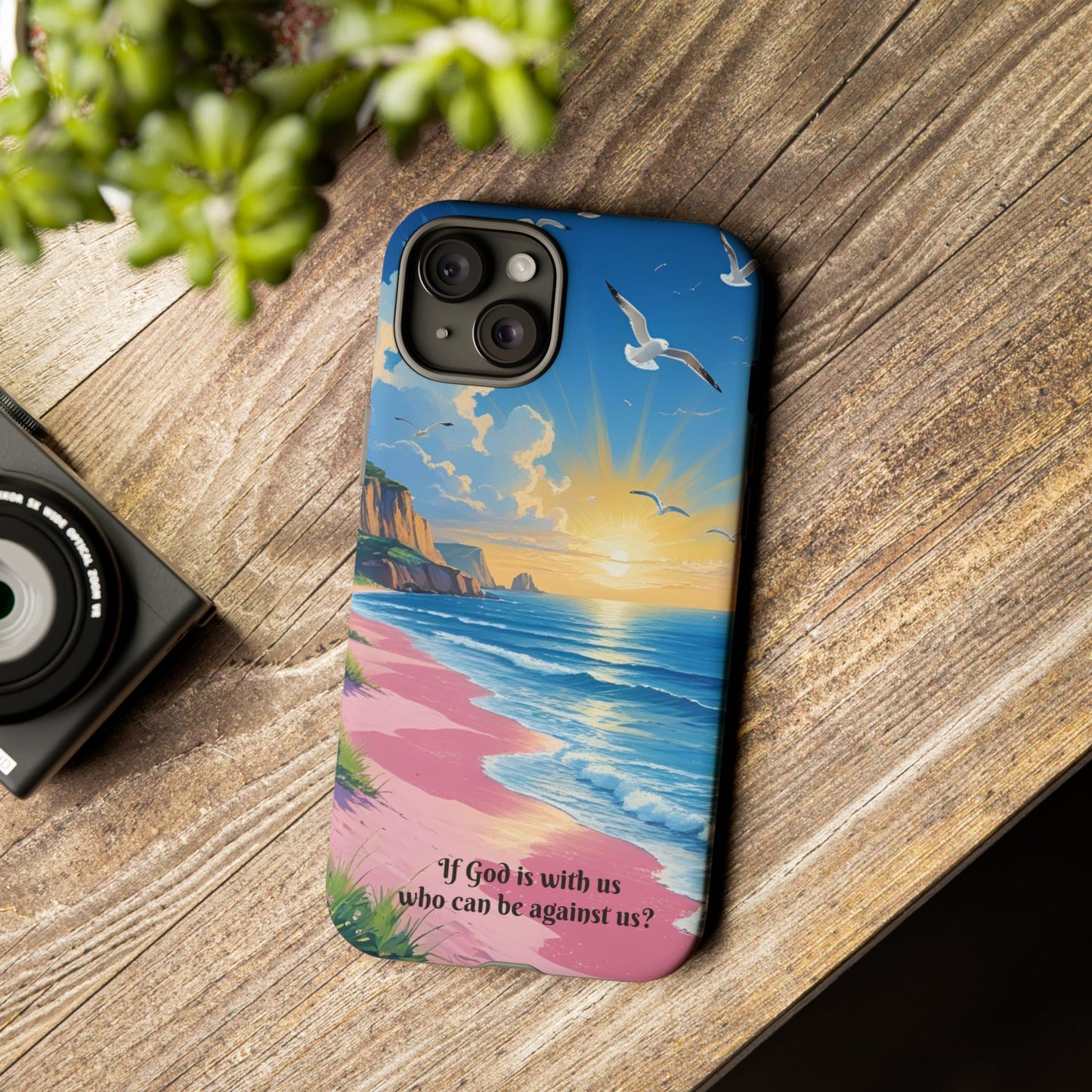 "If God is with us, who can be against us?": Inspiring phone case for iPhone, Samsung Galaxy and Google Pixel devices