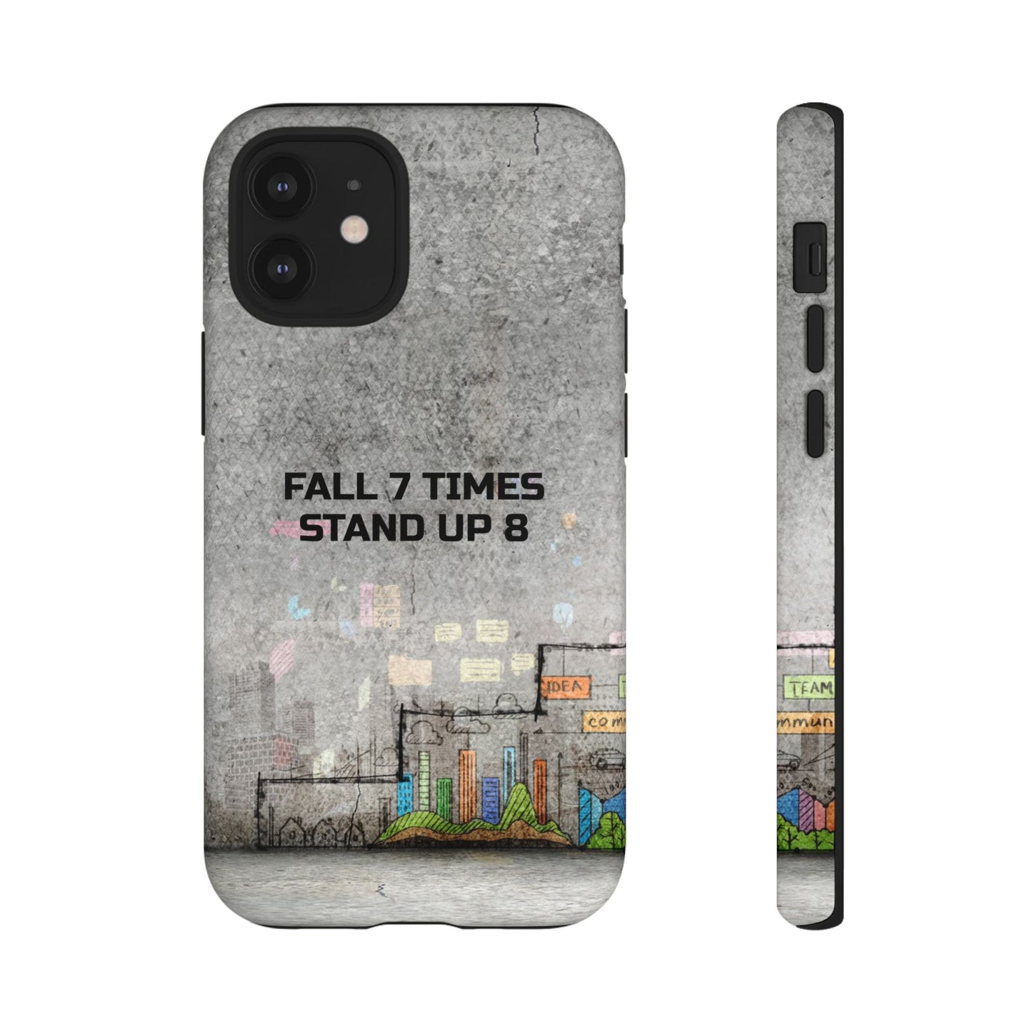 Fall 7 Times, Stand Up 8: motiverende case voor iPhone-, Galaxy- en Pixel-telefoons