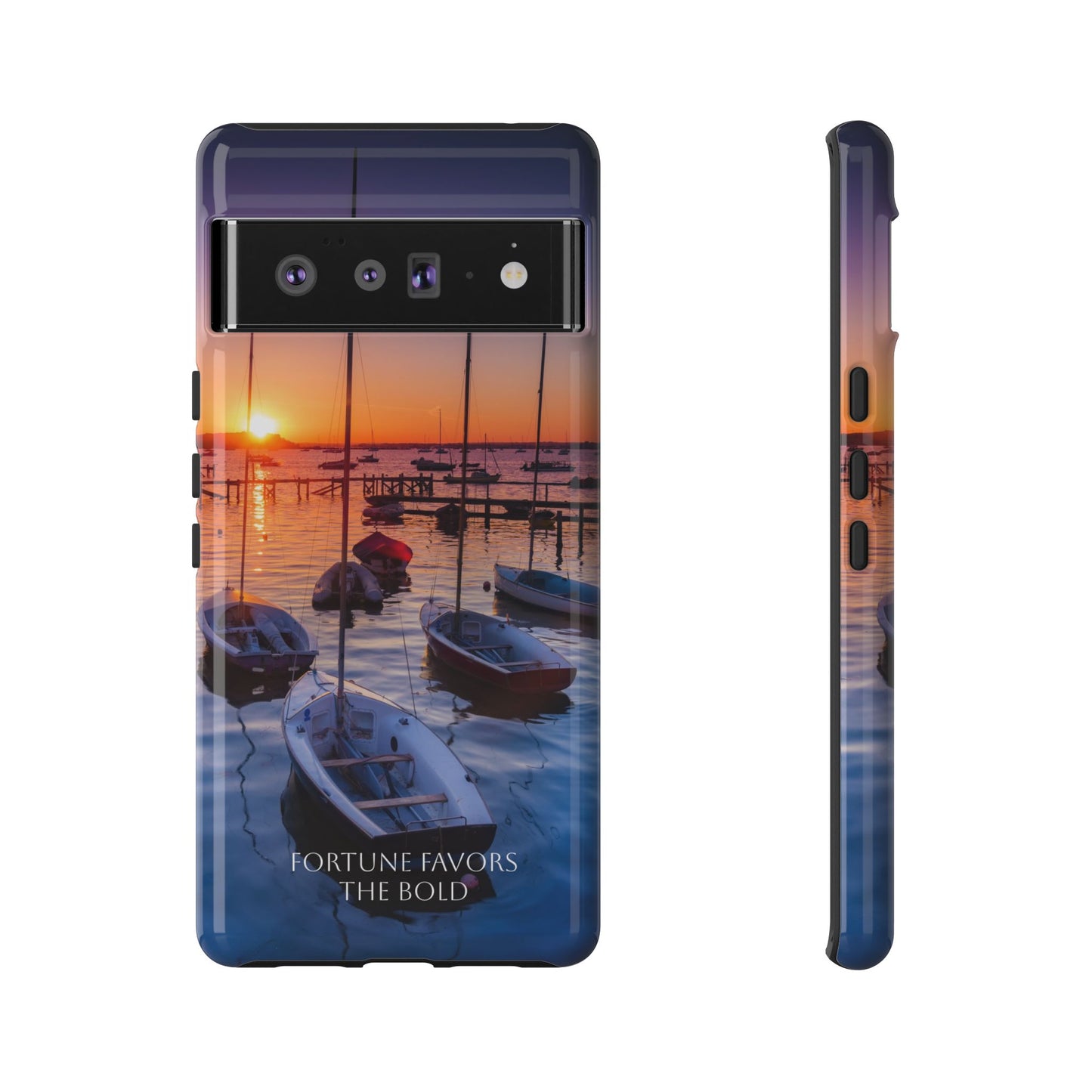 Fortune Favors the Bold: Sunset Sail Phone Case for iPhone, Samsung Galaxy and Google Pixel devices