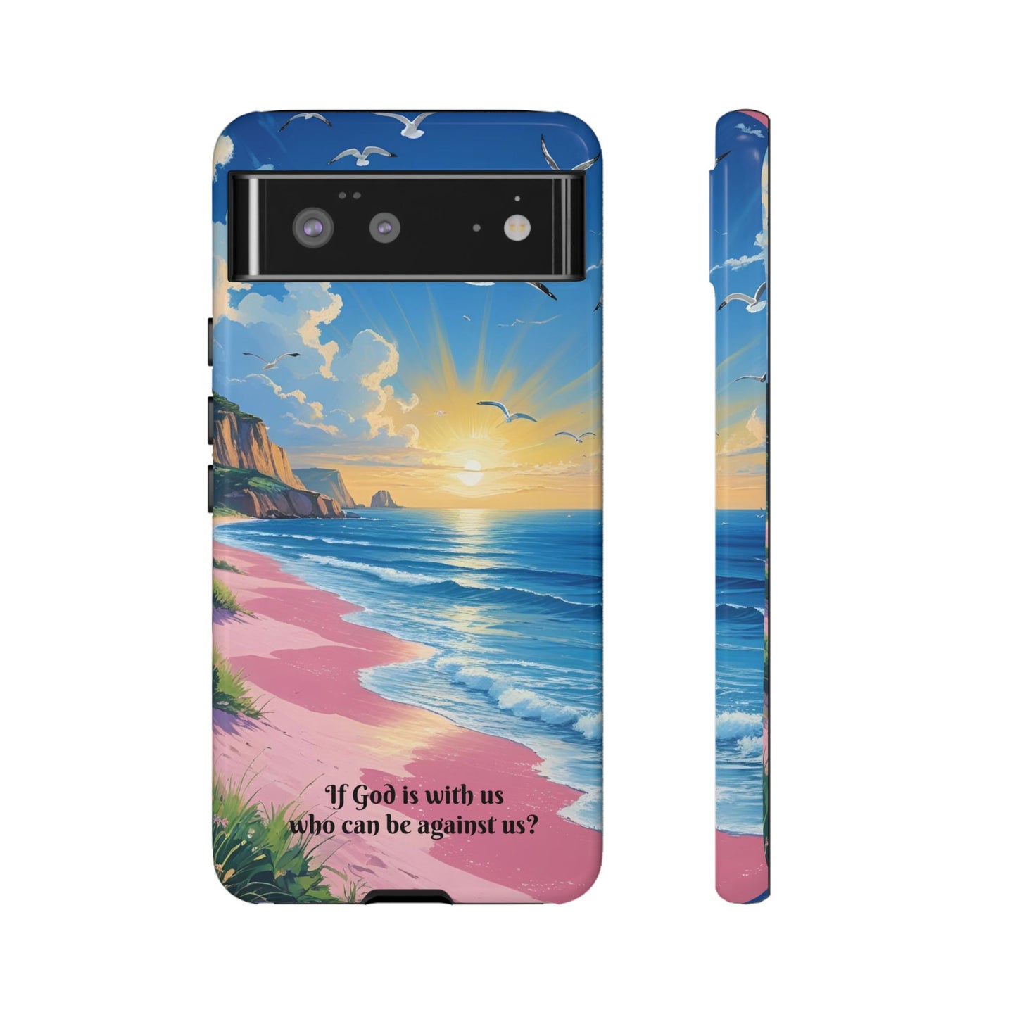 "If God is with us, who can be against us?": Inspiring phone case for iPhone, Samsung Galaxy and Google Pixel devices