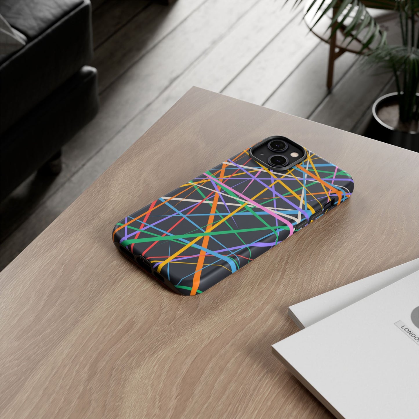 Spectrum Grid: Abstract, Intersecting Line Patterns Phone Case for iPhone, Samsung and Google Pixel devices