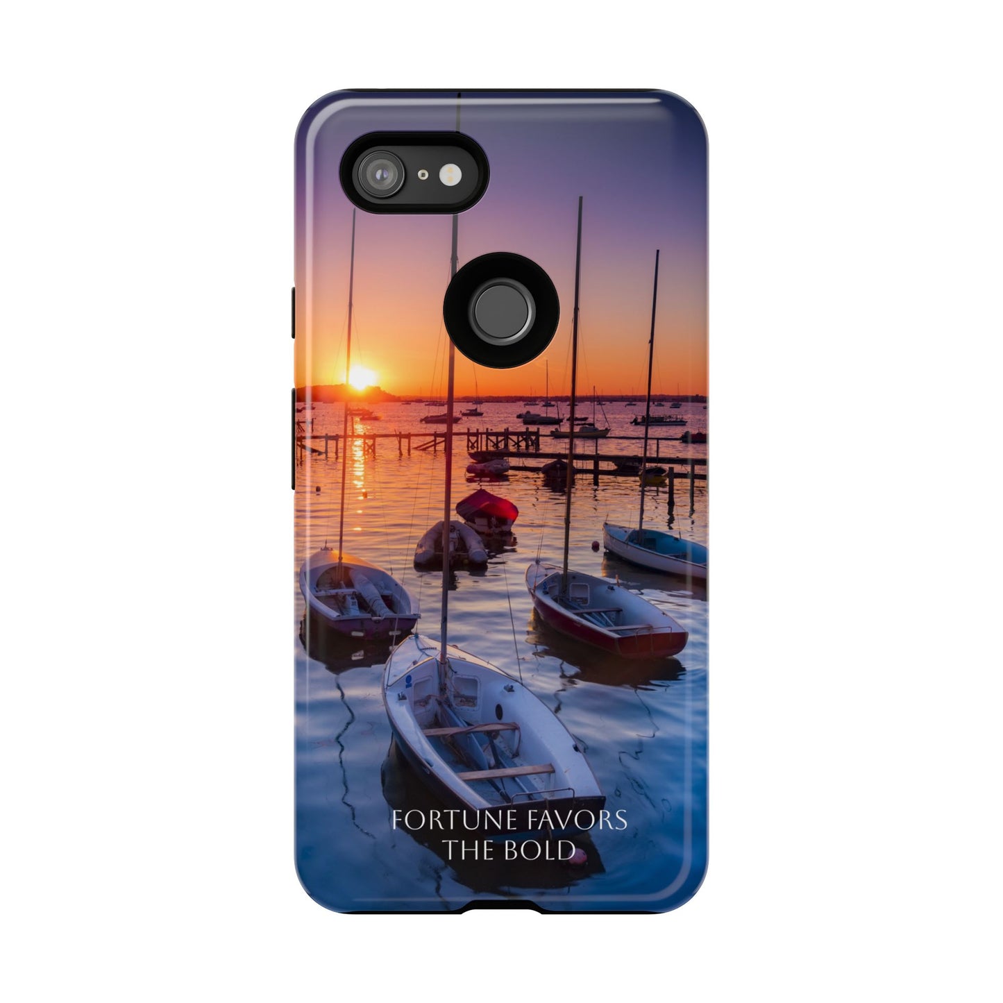 Fortune Favors the Bold: Sunset Sail Phone Case for iPhone, Samsung Galaxy and Google Pixel devices