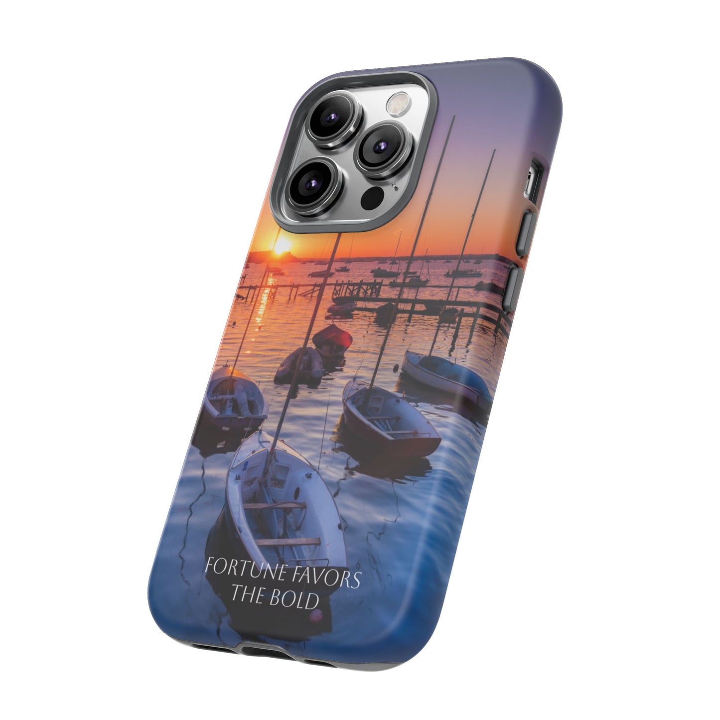 Fortune Favors the Bold: Sunset Sail Phone Case for iPhone, Samsung Galaxy and Google Pixel devices