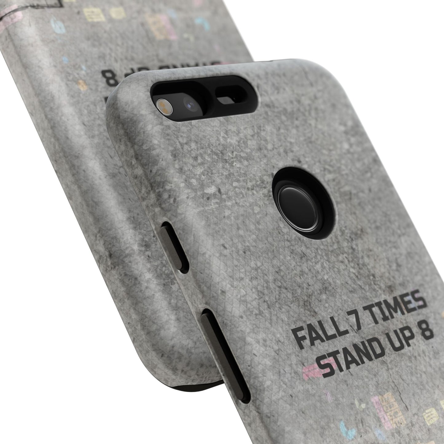 Fall 7 Times, Stand Up 8: motiverende case voor iPhone-, Galaxy- en Pixel-telefoons