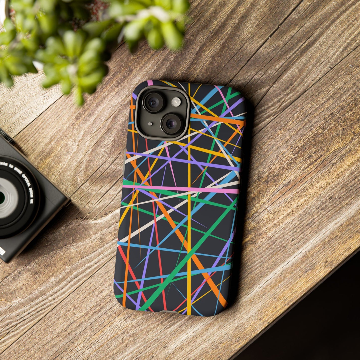 Spectrum Grid: Abstract, Intersecting Line Patterns Phone Case for iPhone, Samsung and Google Pixel devices