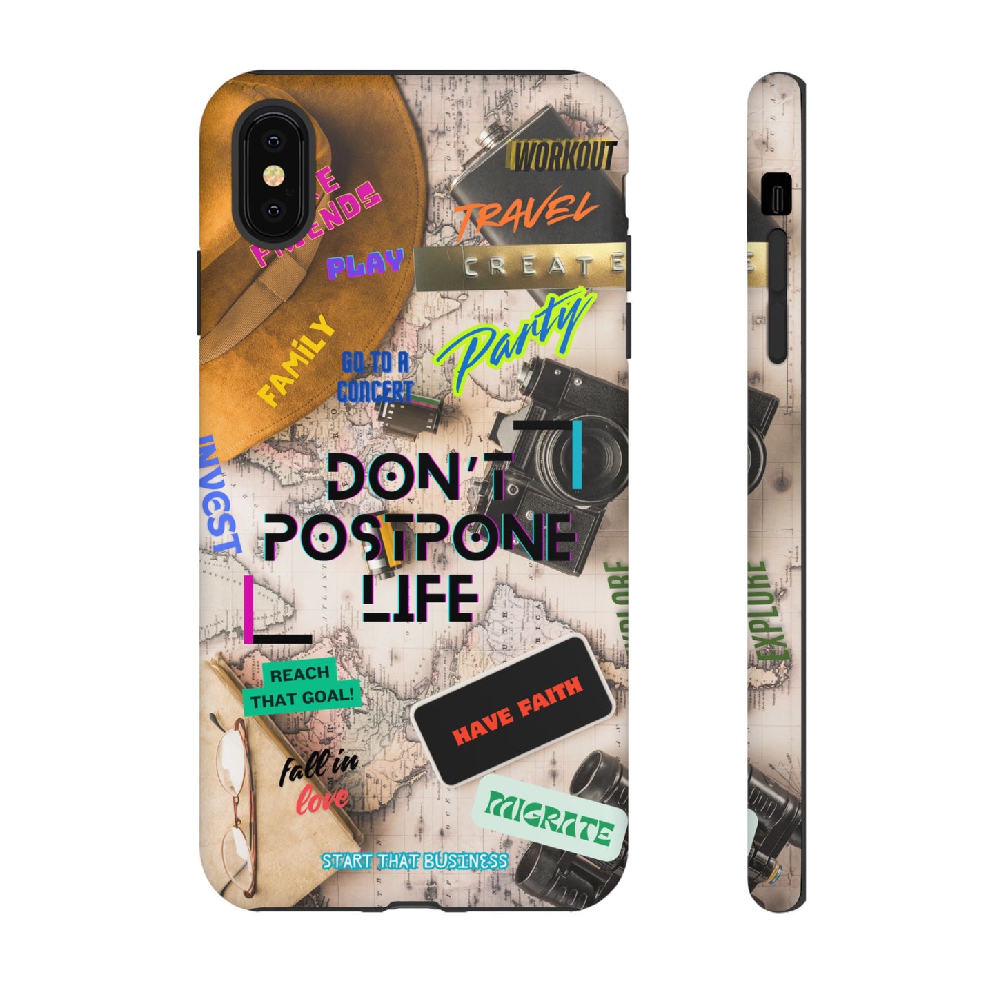 Don't Postpone Life: Motivational phone case for iPhone, Samsung Galaxy and Google Pixel devices