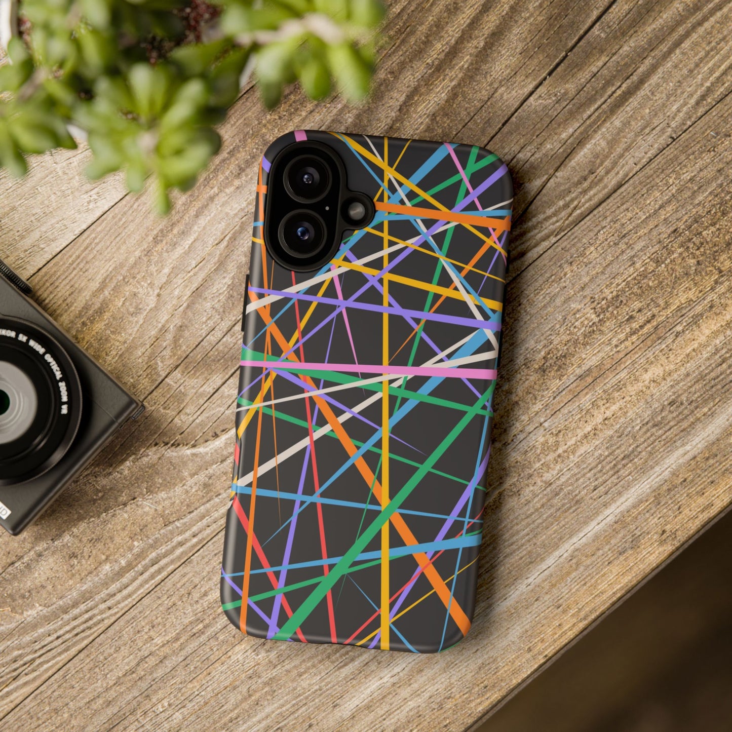 Spectrum Grid: Abstract, Intersecting Line Patterns Phone Case for iPhone, Samsung and Google Pixel devices