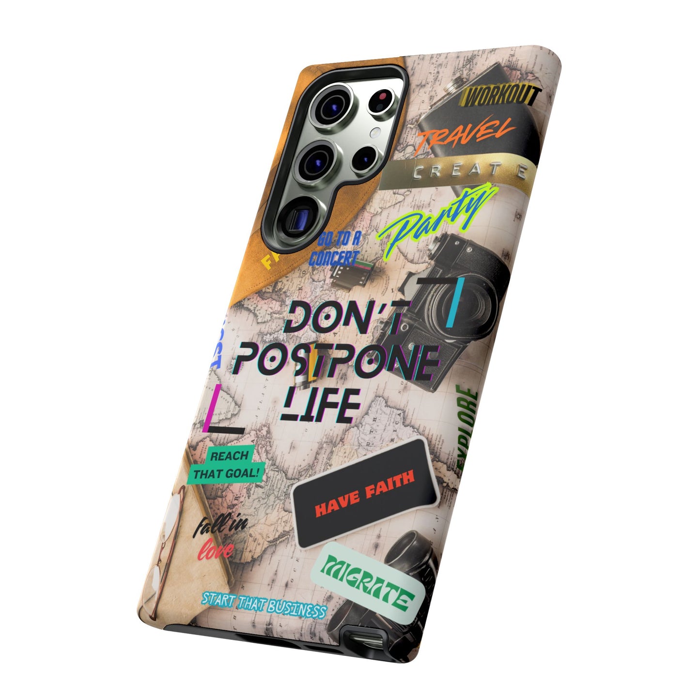 Don't Postpone Life: Motivational phone case for iPhone, Samsung Galaxy and Google Pixel devices