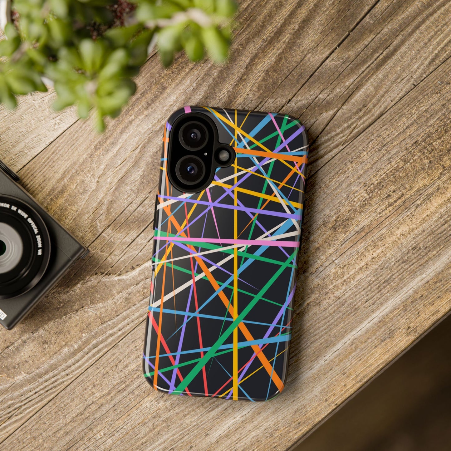 Spectrum Grid: Abstract, Intersecting Line Patterns Phone Case for iPhone, Samsung and Google Pixel devices