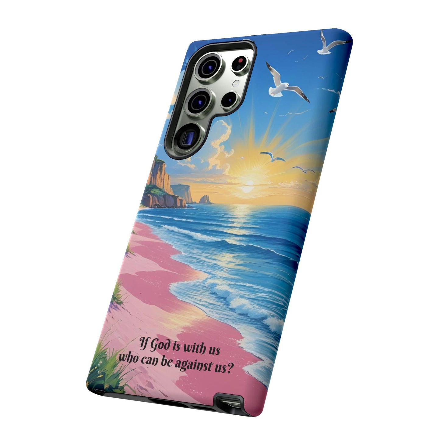 "If God is with us, who can be against us?": Inspiring phone case for iPhone, Samsung Galaxy and Google Pixel devices