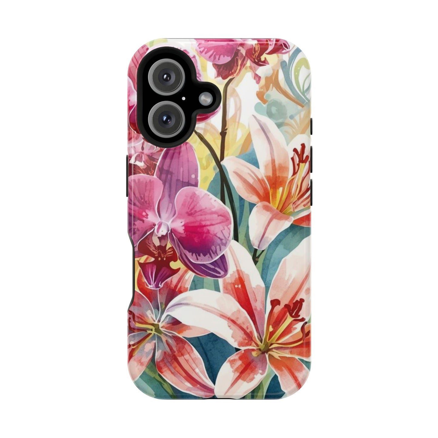 Hibiscus & Orchid Haven: MagSafe Floral Phone Case for iPhone