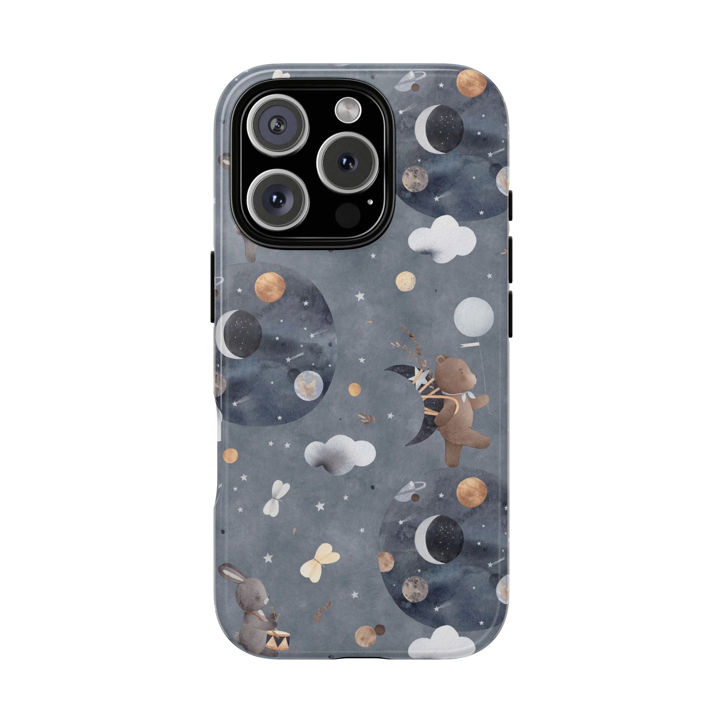 Moon, Bear and Bunny: Cute phone case for iPhone, Samsung Galaxy and Google Pixel devices