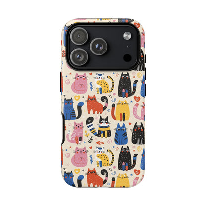 Cat Doodles Phone Case: Playful Cat-Inspired Tough Case for iPhone, Samsung Galaxy and Google Pixel devices