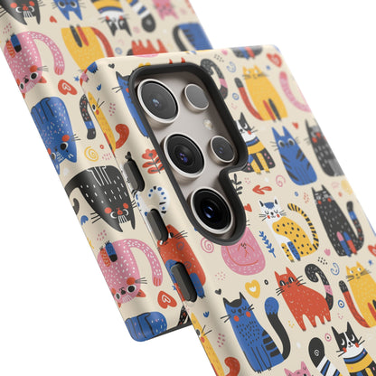 Cat Doodles Phone Case: Playful Cat-Inspired Tough Case for iPhone, Samsung Galaxy and Google Pixel devices
