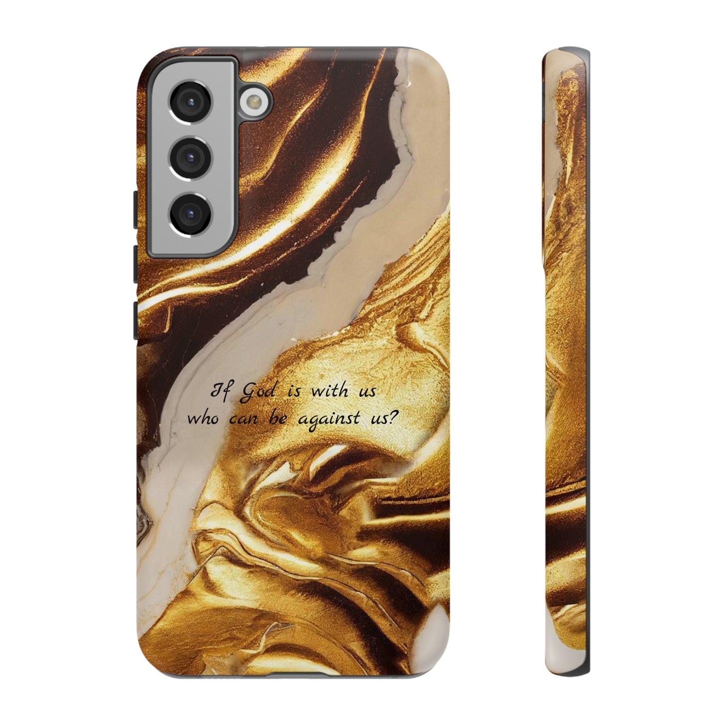 "If God is with us who can be against us?": Inspiring phone case for iPhone, Galaxy and Pixel devices.