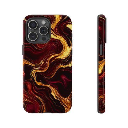 Molten Gold and Maroon Waves: Elegant Phone Case for iPhone, Samsung Galaxy and Google Pixel devices