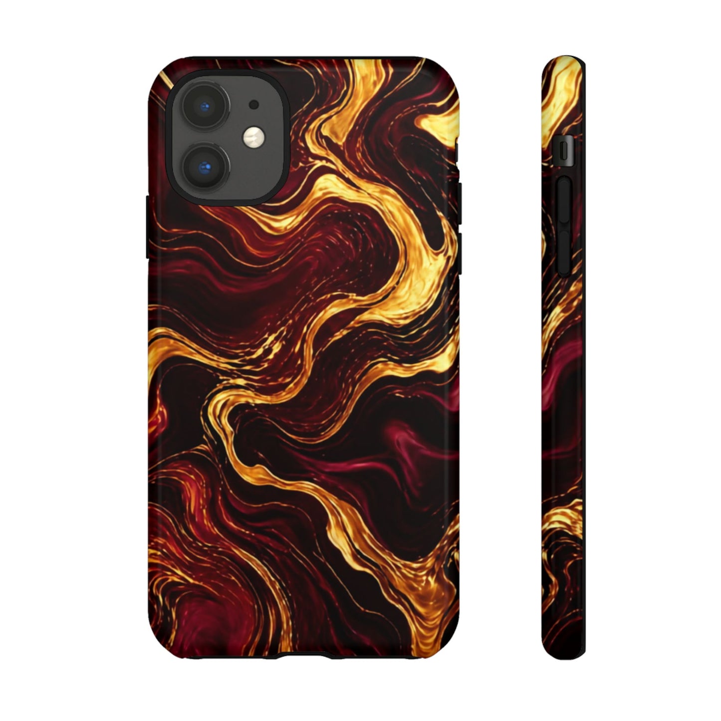 Molten Gold and Maroon Waves: Elegant Phone Case for iPhone, Samsung Galaxy and Google Pixel devices