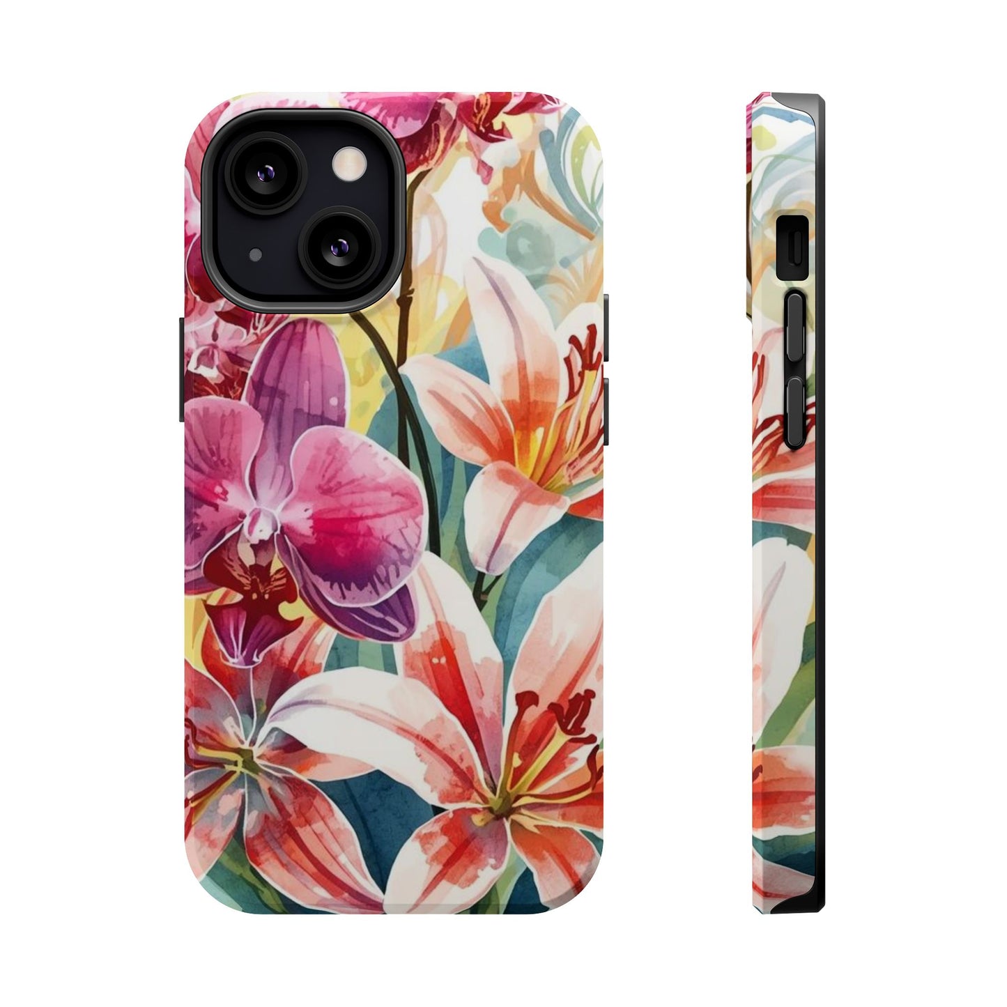 Hibiscus & Orchid Haven: MagSafe Floral Phone Case for iPhone