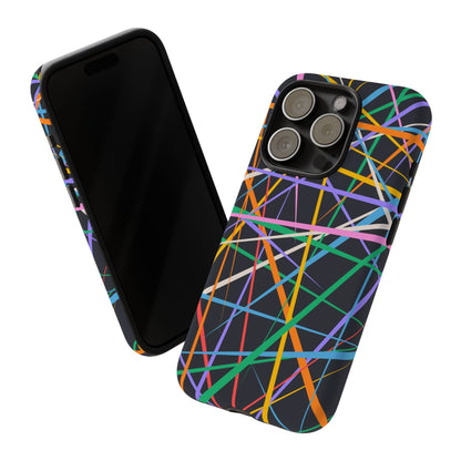 Spectrum Grid: Abstract, Intersecting Line Patterns Phone Case for iPhone, Samsung and Google Pixel devices
