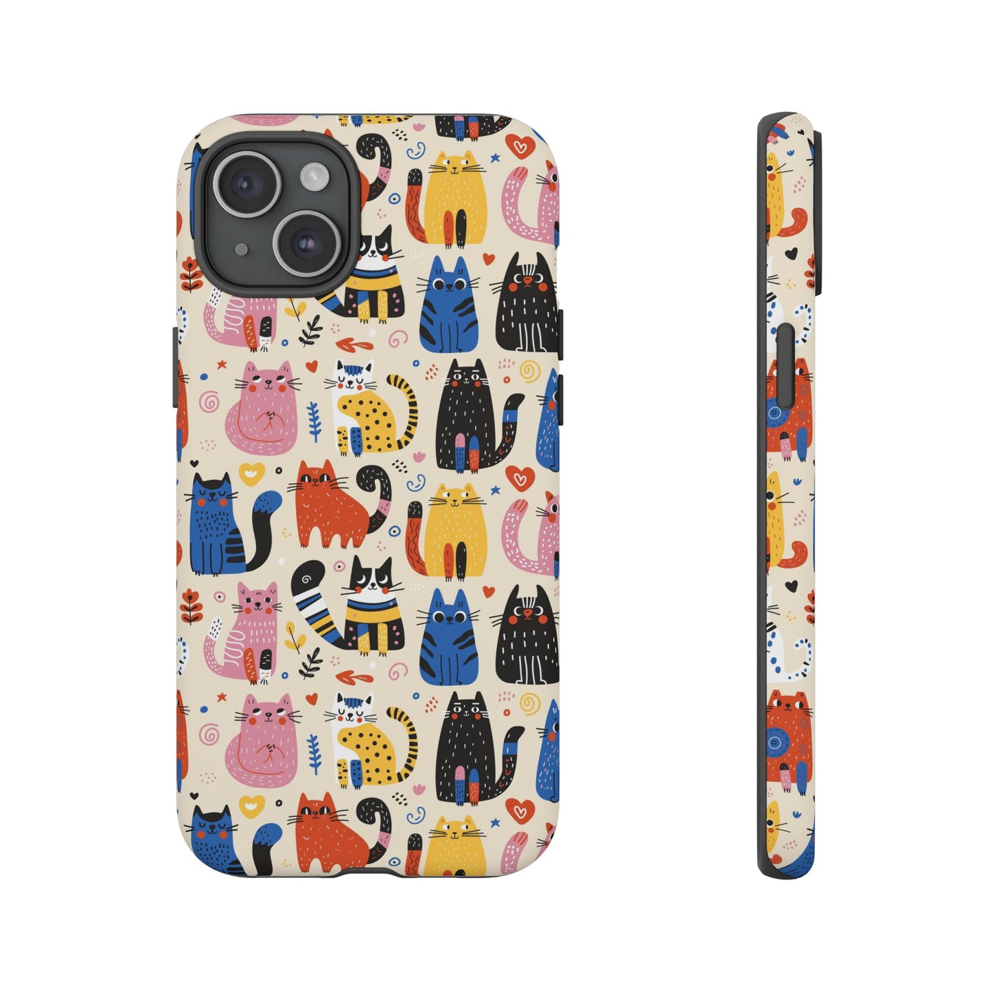 Cat Doodles Phone Case: Playful Cat-Inspired Tough Case for iPhone, Samsung Galaxy and Google Pixel devices